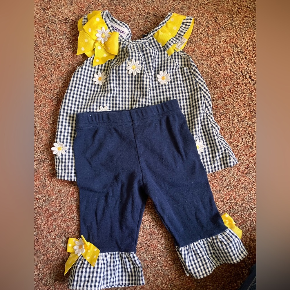 Blueberi two piece flower and navy outfit